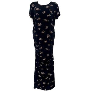 Smallshow Maternity Lightweight Short Sleeve Summer Maxi Dress | Sz L